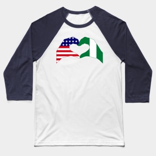 We Heart USA & Nigeria Patriot Flag Series Baseball T-Shirt